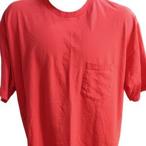 Vintage Men's T-Shirt XXL Single Stitch Gap Dayglo Orange Pocket Tee 1990's